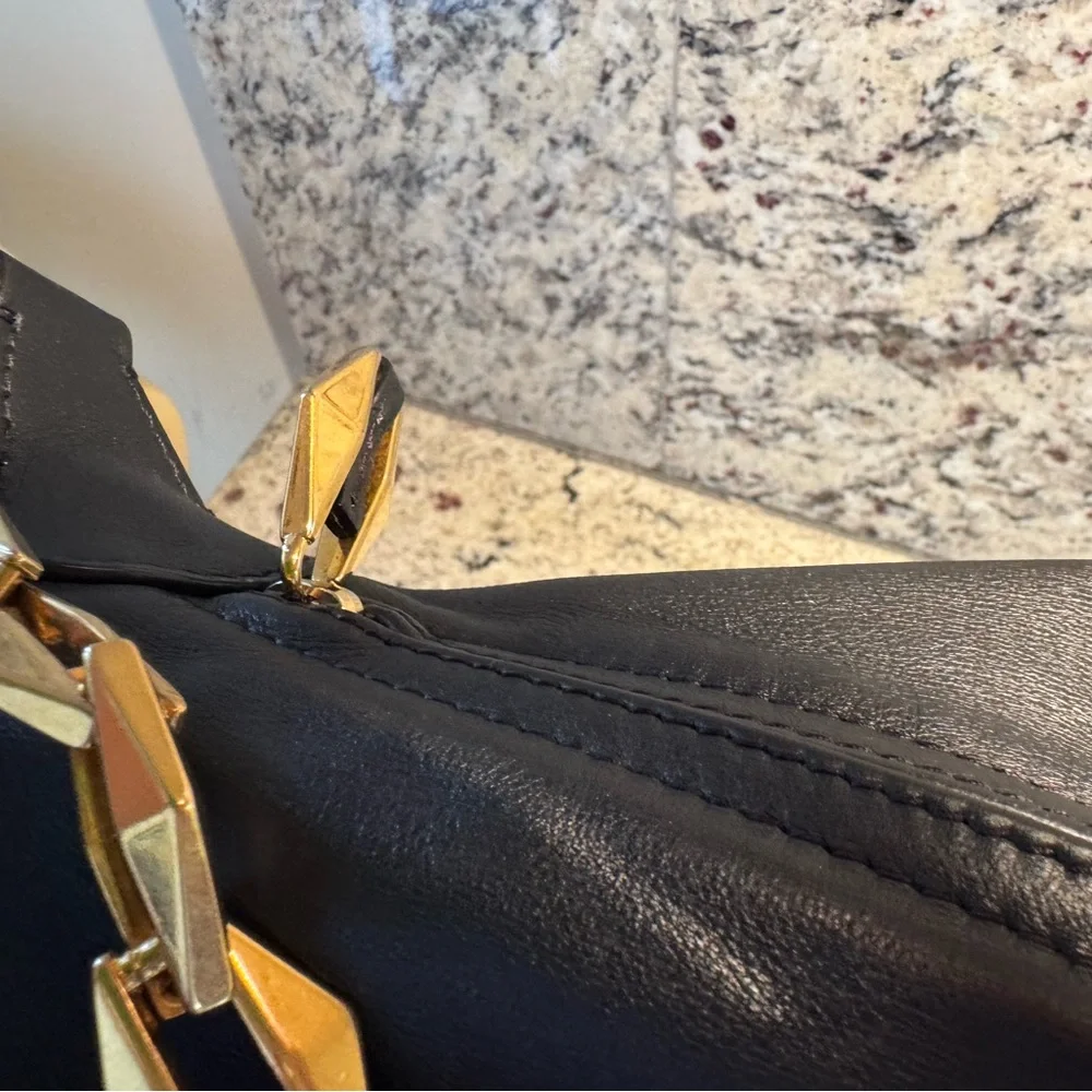 Jimmy Choo Black Hobo Bag with Gold Chain
